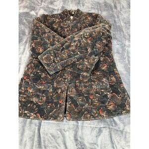Red Peony Shanghai China Floral Velvet Jacket Asian‎ Style L